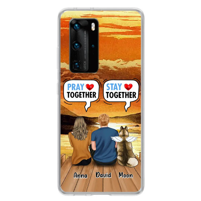 Custom Personalized Couple With Pet Phone Case - Couple With Upto 2 Pets - Gift Idea For Dog/Cat Lover - Pray Together Stay Together - Case For Xiaomi, Oppo And Huawei