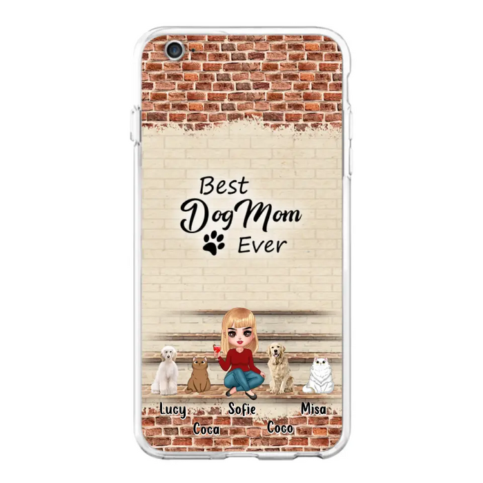 Custom Personalized Dog/Cat Mom Phone Case - Gift Idea For Dog/Cat Lovers/Mother's Day - Upto 3 Dogs/Cats - Best Dog Mom Ever - Cases For iPhone/Samsung