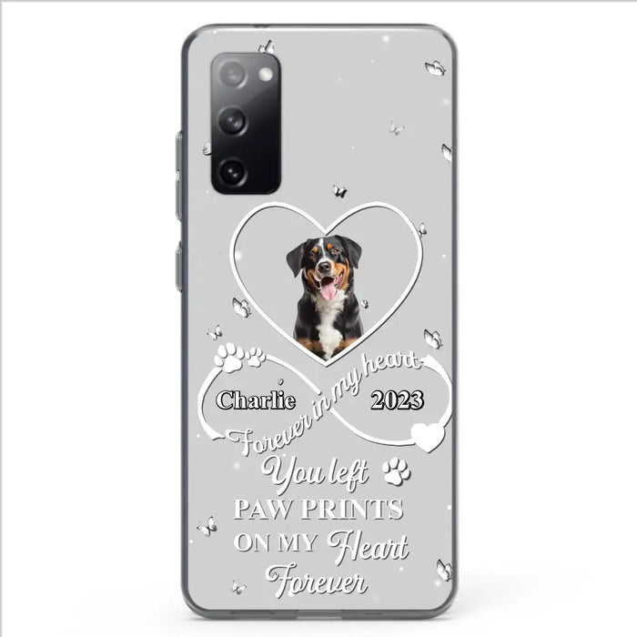 Personalized Memorial Phone Case - Upload Photo - Memorial Gift Idea For Pet Lover - You left paw prints on my heart forever - Case For iPhone/Samsung