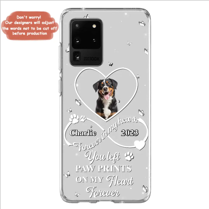 Personalized Memorial Phone Case - Upload Photo - Memorial Gift Idea For Pet Lover - You left paw prints on my heart forever - Case For iPhone/Samsung