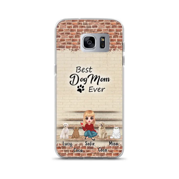 Custom Personalized Dog/Cat Mom Phone Case - Gift Idea For Dog/Cat Lovers/Mother's Day - Upto 3 Dogs/Cats - Best Dog Mom Ever - Cases For iPhone/Samsung