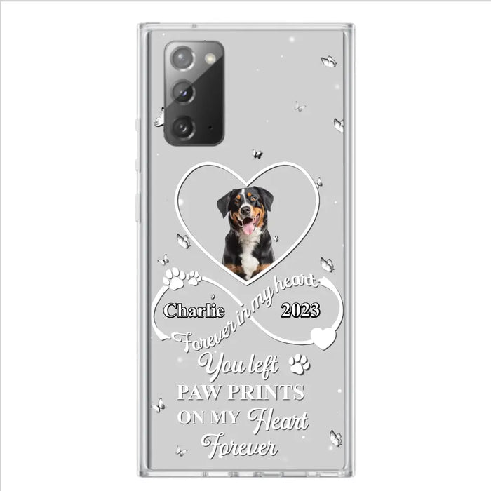 Personalized Memorial Phone Case - Upload Photo - Memorial Gift Idea For Pet Lover - You left paw prints on my heart forever - Case For iPhone/Samsung