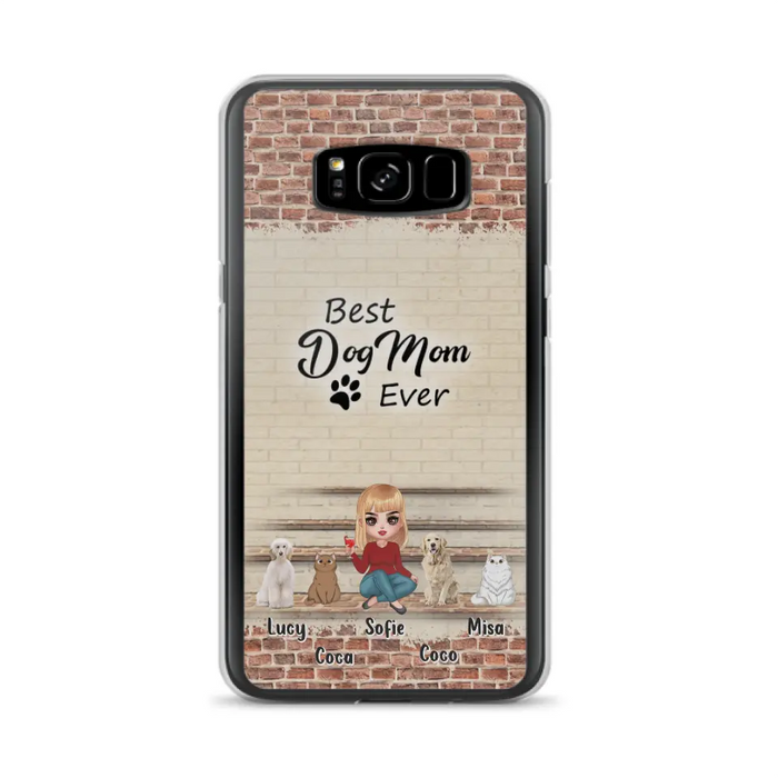 Custom Personalized Dog/Cat Mom Phone Case - Gift Idea For Dog/Cat Lovers/Mother's Day - Upto 3 Dogs/Cats - Best Dog Mom Ever - Cases For iPhone/Samsung