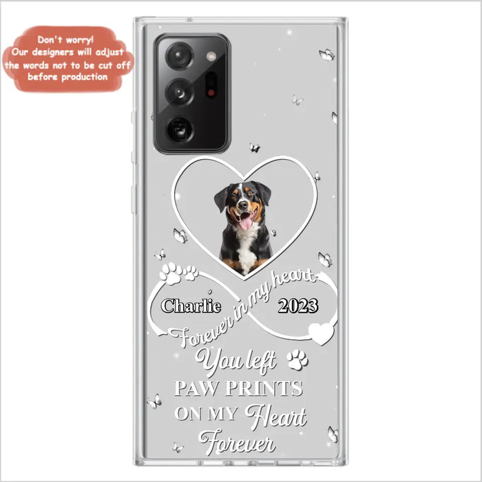 Personalized Memorial Phone Case - Upload Photo - Memorial Gift Idea For Pet Lover - You left paw prints on my heart forever - Case For iPhone/Samsung