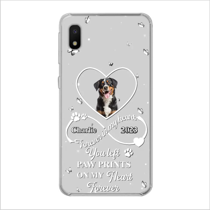 Personalized Memorial Phone Case - Upload Photo - Memorial Gift Idea For Pet Lover - You left paw prints on my heart forever - Case For iPhone/Samsung