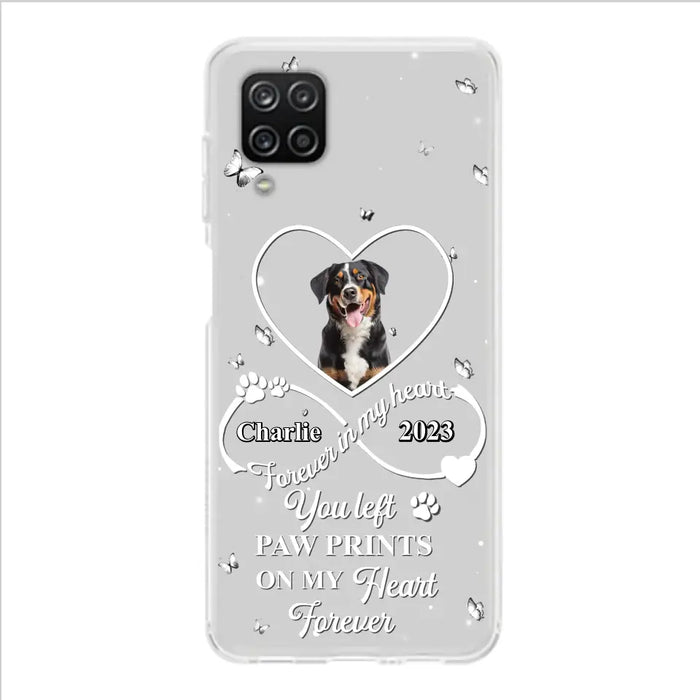 Personalized Memorial Phone Case - Upload Photo - Memorial Gift Idea For Pet Lover - You left paw prints on my heart forever - Case For iPhone/Samsung