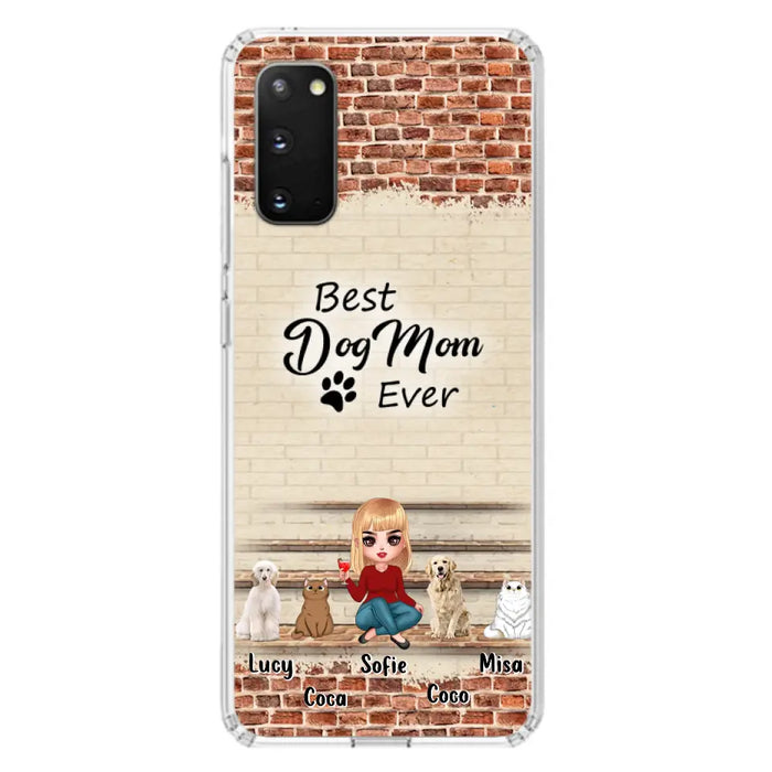 Custom Personalized Dog/Cat Mom Phone Case - Gift Idea For Dog/Cat Lovers/Mother's Day - Upto 3 Dogs/Cats - Best Dog Mom Ever - Cases For iPhone/Samsung