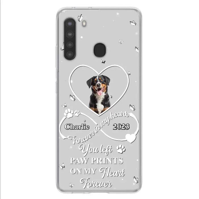 Personalized Memorial Phone Case - Upload Photo - Memorial Gift Idea For Pet Lover - You left paw prints on my heart forever - Case For iPhone/Samsung