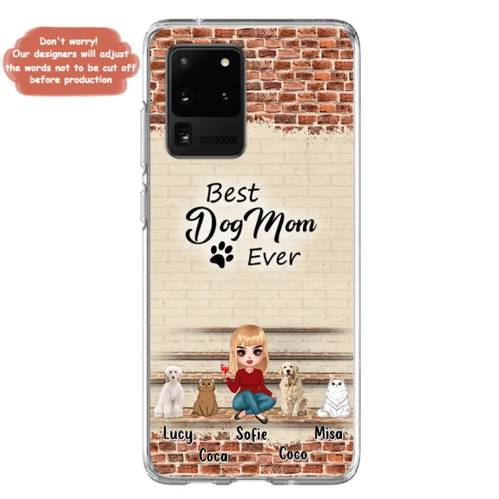 Custom Personalized Dog/Cat Mom Phone Case - Gift Idea For Dog/Cat Lovers/Mother's Day - Upto 3 Dogs/Cats - Best Dog Mom Ever - Cases For iPhone/Samsung