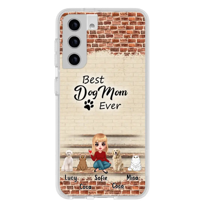 Custom Personalized Dog/Cat Mom Phone Case - Gift Idea For Dog/Cat Lovers/Mother's Day - Upto 3 Dogs/Cats - Best Dog Mom Ever - Cases For iPhone/Samsung