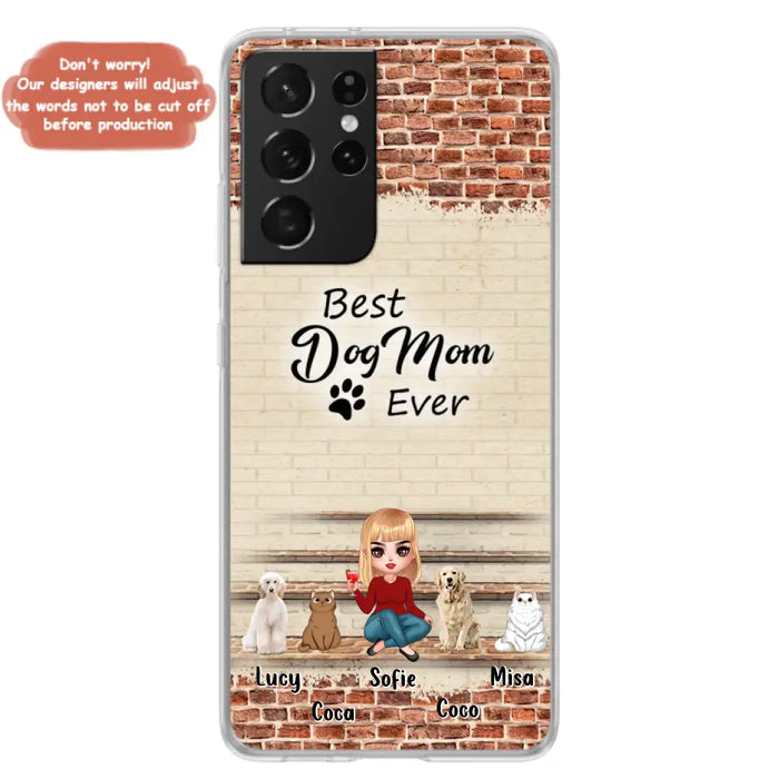 Custom Personalized Dog/Cat Mom Phone Case - Gift Idea For Dog/Cat Lovers/Mother's Day - Upto 3 Dogs/Cats - Best Dog Mom Ever - Cases For iPhone/Samsung