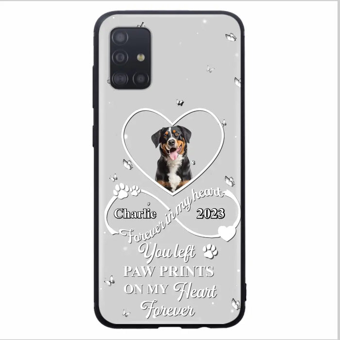 Personalized Memorial Phone Case - Upload Photo - Memorial Gift Idea For Pet Lover - You left paw prints on my heart forever - Case For iPhone/Samsung