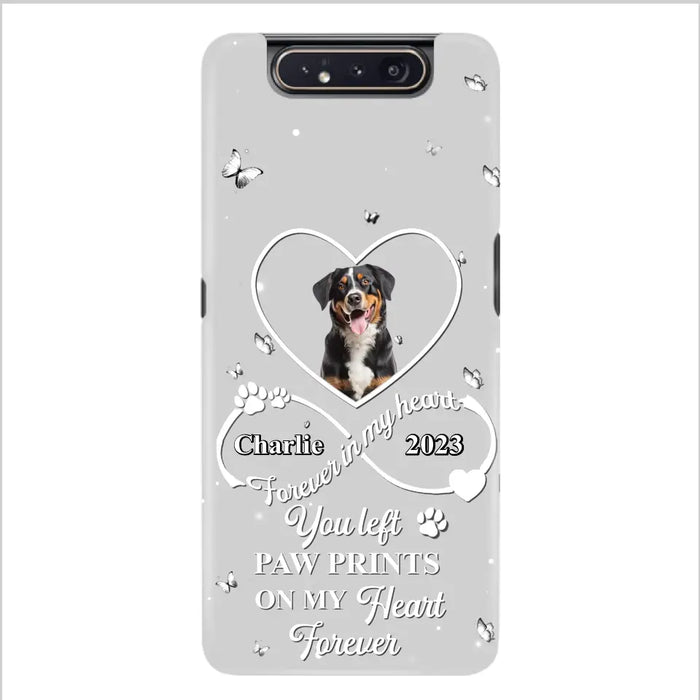 Personalized Memorial Phone Case - Upload Photo - Memorial Gift Idea For Pet Lover - You left paw prints on my heart forever - Case For iPhone/Samsung