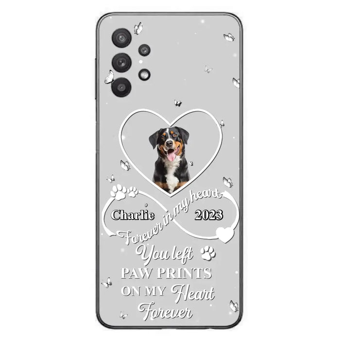 Personalized Memorial Phone Case - Upload Photo - Memorial Gift Idea For Pet Lover - You left paw prints on my heart forever - Case For iPhone/Samsung