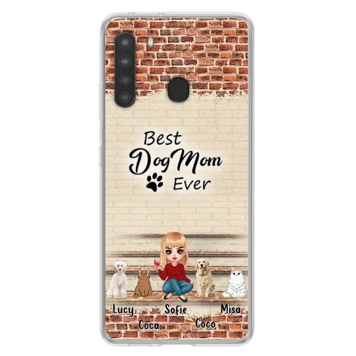 Custom Personalized Dog/Cat Mom Phone Case - Gift Idea For Dog/Cat Lovers/Mother's Day - Upto 3 Dogs/Cats - Best Dog Mom Ever - Cases For iPhone/Samsung