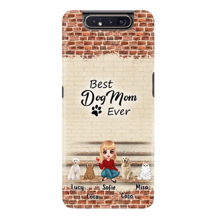 Custom Personalized Dog/Cat Mom Phone Case - Gift Idea For Dog/Cat Lovers/Mother's Day - Upto 3 Dogs/Cats - Best Dog Mom Ever - Cases For iPhone/Samsung