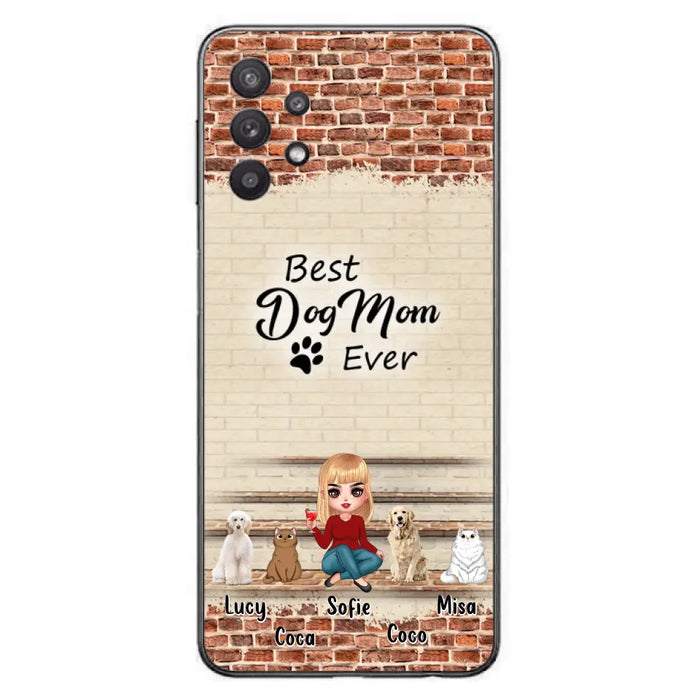 Custom Personalized Dog/Cat Mom Phone Case - Gift Idea For Dog/Cat Lovers/Mother's Day - Upto 3 Dogs/Cats - Best Dog Mom Ever - Cases For iPhone/Samsung