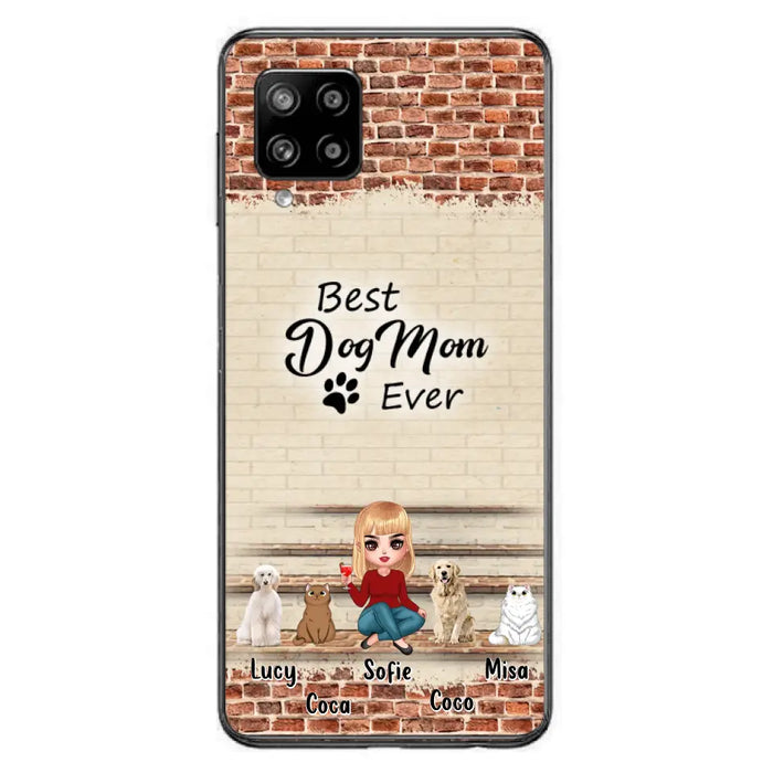 Custom Personalized Dog/Cat Mom Phone Case - Gift Idea For Dog/Cat Lovers/Mother's Day - Upto 3 Dogs/Cats - Best Dog Mom Ever - Cases For iPhone/Samsung