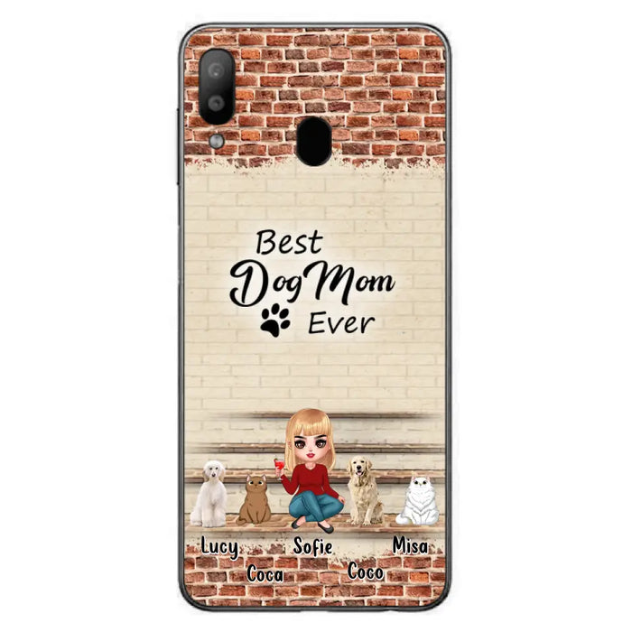 Custom Personalized Dog/Cat Mom Phone Case - Gift Idea For Dog/Cat Lovers/Mother's Day - Upto 3 Dogs/Cats - Best Dog Mom Ever - Cases For iPhone/Samsung