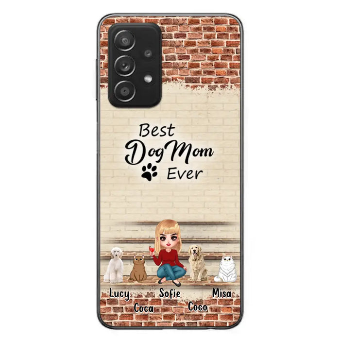 Custom Personalized Dog/Cat Mom Phone Case - Gift Idea For Dog/Cat Lovers/Mother's Day - Upto 3 Dogs/Cats - Best Dog Mom Ever - Cases For iPhone/Samsung