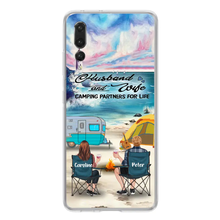 Custom Personalized Beach Camping Phone Case - Couple/ Parents With Upto 3 Kids And 3 Pets - Gift Idea For Camping Lover - Case For Xiaomi, Oppo And Huawei