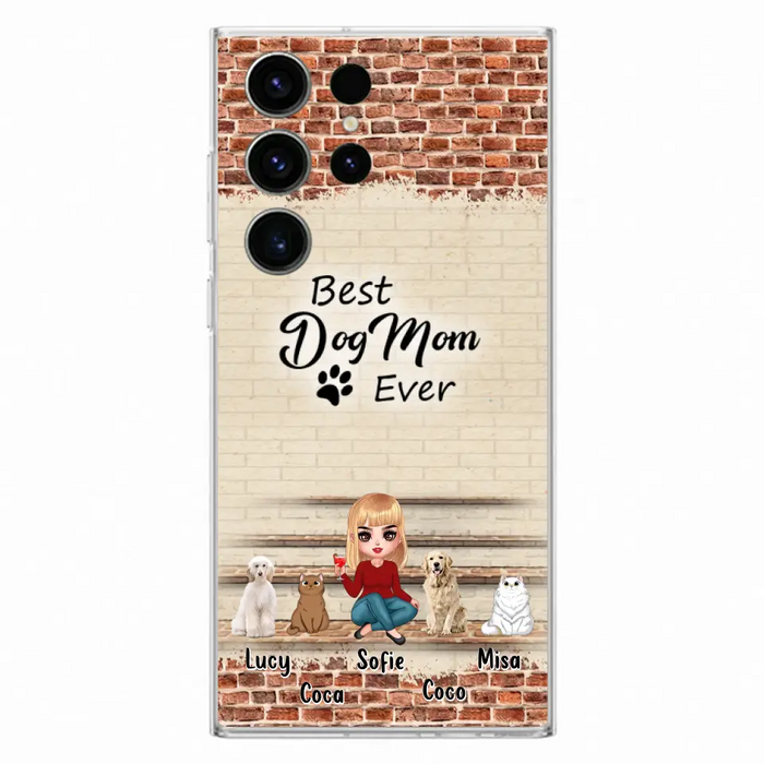 Custom Personalized Dog/Cat Mom Phone Case - Gift Idea For Dog/Cat Lovers/Mother's Day - Upto 3 Dogs/Cats - Best Dog Mom Ever - Cases For iPhone/Samsung