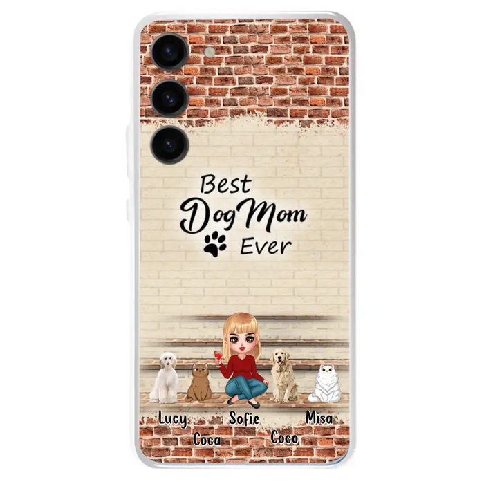 Custom Personalized Dog/Cat Mom Phone Case - Gift Idea For Dog/Cat Lovers/Mother's Day - Upto 3 Dogs/Cats - Best Dog Mom Ever - Cases For iPhone/Samsung