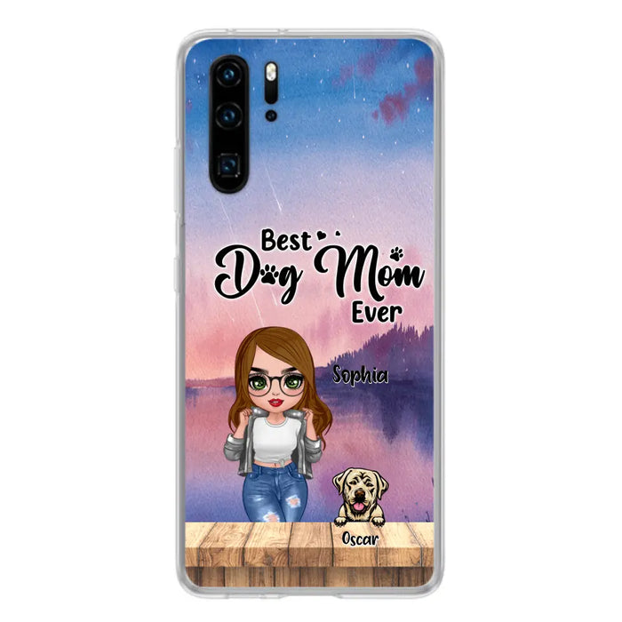 Personalized Dog Mom Chibi Front Phone Case - Gifts For Dog Lover With Up to 4 Dogs - Best Dog Mom Ever - Case For Xiaomi, Oppo And Huawei