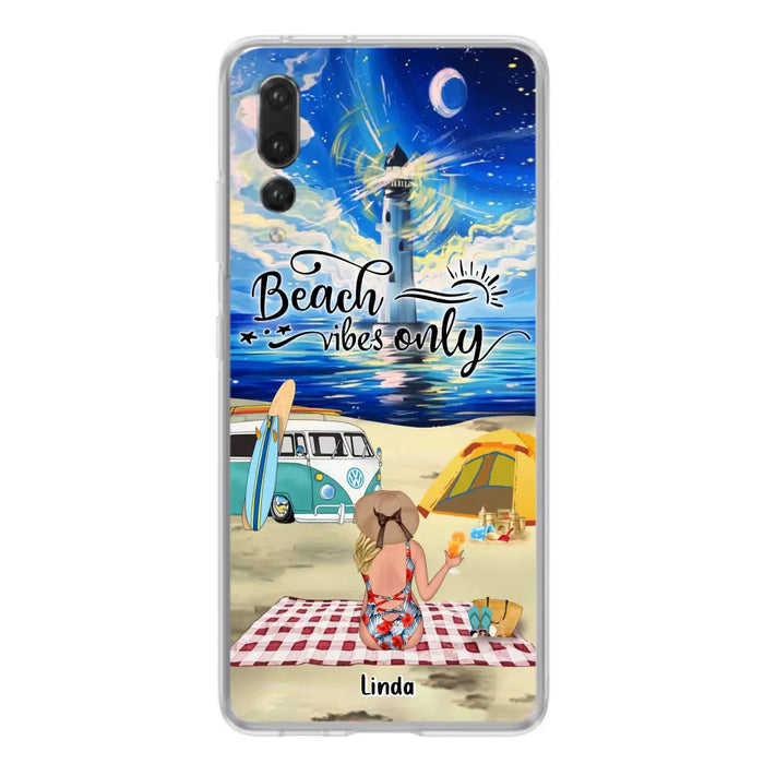 Custom Personalized Camping Beach Phone Case - Upro 4 People - Best Gift For Camping/Couple Lover - The Beach Is Our Happy Place - Case For Xiaomi, Oppo And Huawei