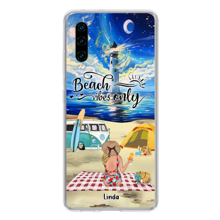 Custom Personalized Camping Beach Phone Case - Upro 4 People - Best Gift For Camping/Couple Lover - The Beach Is Our Happy Place - Case For Xiaomi, Oppo And Huawei