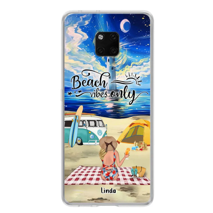 Custom Personalized Camping Beach Phone Case - Upro 4 People - Best Gift For Camping/Couple Lover - The Beach Is Our Happy Place - Case For Xiaomi, Oppo And Huawei