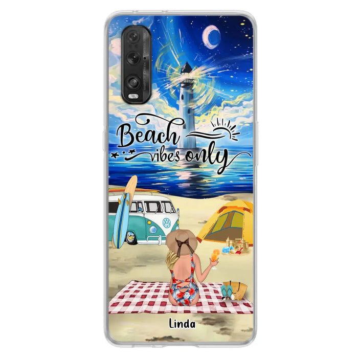 Custom Personalized Camping Beach Phone Case - Upro 4 People - Best Gift For Camping/Couple Lover - The Beach Is Our Happy Place - Case For Xiaomi, Oppo And Huawei