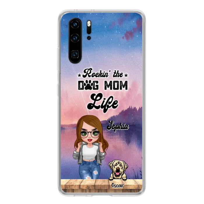 Custom Personalized Dog Mom Chibi Front Phone Case - Gifts For Dog Lover With Up to 4 Dogs - Rockin' The Dog Mom Life - Case For Xiaomi, Oppo And Huawei