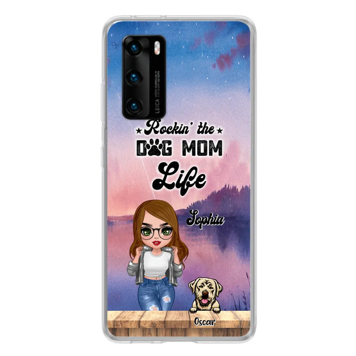 Custom Personalized Dog Mom Chibi Front Phone Case - Gifts For Dog Lover With Up to 4 Dogs - Rockin' The Dog Mom Life - Case For Xiaomi, Oppo And Huawei