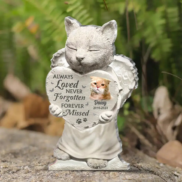 Always Loved Never Forgotten Forever Missed - Personalized Memorial Acrylic Plaque - Memorial Gift Idea For Cat Lover - Upload Cat Photo