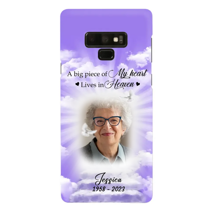 Custom Personalized Memorial Photo Phone Case - Memorial Gift Idea For Mother's Day/Father's Day - A Big Piece Of My Heart Lives In Heaven - Case For iPhone/Samsung