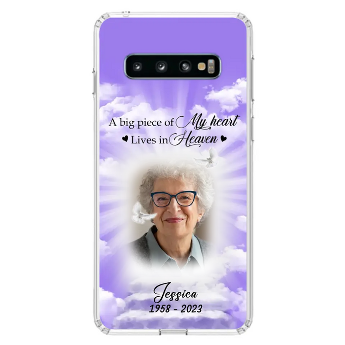 Custom Personalized Memorial Photo Phone Case - Memorial Gift Idea For Mother's Day/Father's Day - A Big Piece Of My Heart Lives In Heaven - Case For iPhone/Samsung