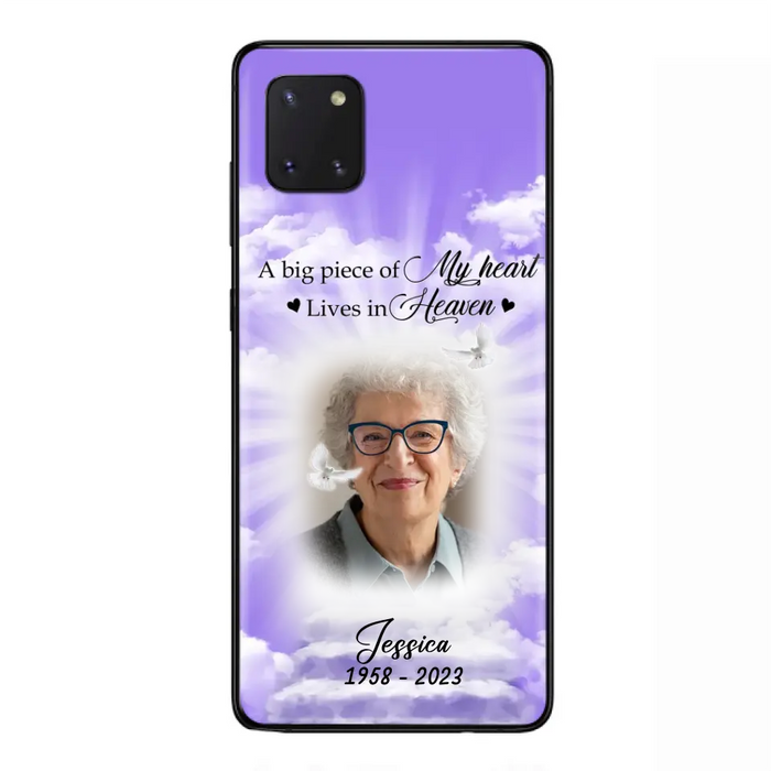 Custom Personalized Memorial Photo Phone Case - Memorial Gift Idea For Mother's Day/Father's Day - A Big Piece Of My Heart Lives In Heaven - Case For iPhone/Samsung