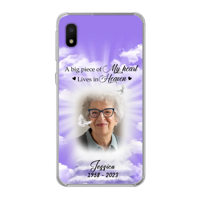 Custom Personalized Memorial Photo Phone Case - Memorial Gift Idea For Mother's Day/Father's Day - A Big Piece Of My Heart Lives In Heaven - Case For iPhone/Samsung