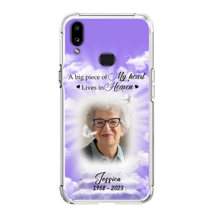 Custom Personalized Memorial Photo Phone Case - Memorial Gift Idea For Mother's Day/Father's Day - A Big Piece Of My Heart Lives In Heaven - Case For iPhone/Samsung