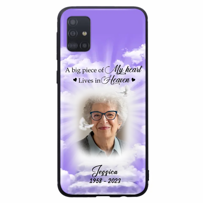 Custom Personalized Memorial Photo Phone Case - Memorial Gift Idea For Mother's Day/Father's Day - A Big Piece Of My Heart Lives In Heaven - Case For iPhone/Samsung