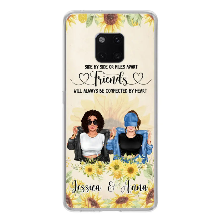 Custom Personalized Friends Phone Case - Upto 4 Girls - Gift Idea For Best Friends - Side By Side Or Miles Apart Friends Will Always Be Connected By Heart - Case for Xiaomi, Huawei & Oppo