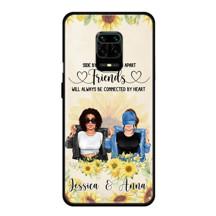 Custom Personalized Friends Phone Case - Upto 4 Girls - Gift Idea For Best Friends - Side By Side Or Miles Apart Friends Will Always Be Connected By Heart - Case for Xiaomi, Huawei & Oppo