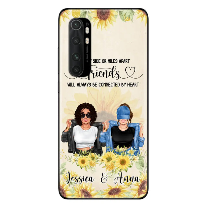 Custom Personalized Friends Phone Case - Upto 4 Girls - Gift Idea For Best Friends - Side By Side Or Miles Apart Friends Will Always Be Connected By Heart - Case for Xiaomi, Huawei & Oppo