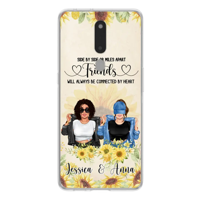 Custom Personalized Friends Phone Case - Upto 4 Girls - Gift Idea For Best Friends - Side By Side Or Miles Apart Friends Will Always Be Connected By Heart - Case for Xiaomi, Huawei & Oppo