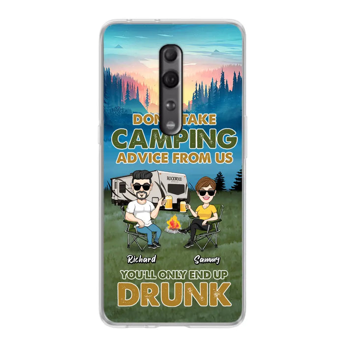 Custom Personalized Camping Friends Phone Case - Upto 7 Friends - Gift Idea For Friends/Camping Lovers - Don't Take Camping Advice From Us You'll Only End Up Drunk - Case for Huawei, Xiaomi & Oppo