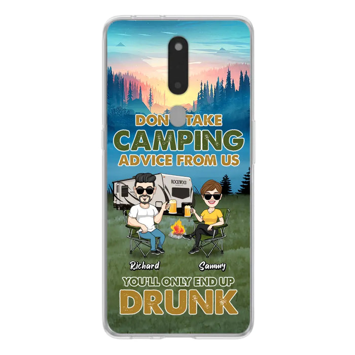 Custom Personalized Camping Friends Phone Case - Upto 7 Friends - Gift Idea For Friends/Camping Lovers - Don't Take Camping Advice From Us You'll Only End Up Drunk - Case for Huawei, Xiaomi & Oppo