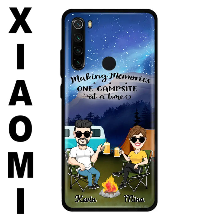 Custom Personalized Night Camping Phone Case - Couple With Up to 3 Dogs - Gift For Couple/ Camping Lover - Making Memories One Campsite At A Time - Case For Xiaomi, Oppo And Huawei