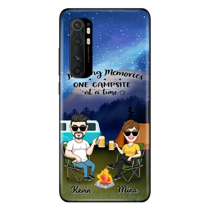 Custom Personalized Night Camping Phone Case - Couple With Up to 3 Dogs - Gift For Couple/ Camping Lover - Making Memories One Campsite At A Time - Case For Xiaomi, Oppo And Huawei