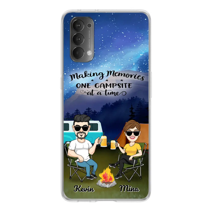 Custom Personalized Night Camping Phone Case - Couple With Up to 3 Dogs - Gift For Couple/ Camping Lover - Making Memories One Campsite At A Time - Case For Xiaomi, Oppo And Huawei